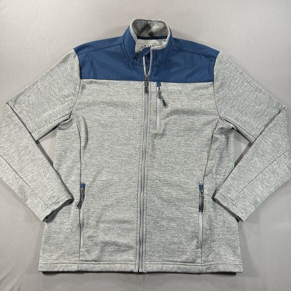 Orvis Full Zip Fleece Jacket Mens Medium Bonded Mesh Blue Gray - Picture 1 of 6